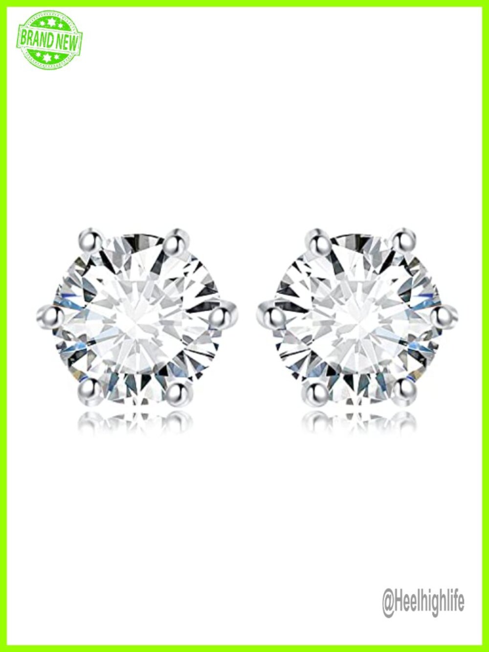 Moissanite Solitaire Stud Earrings 925 Sterling Silver 14k White Gold Plated